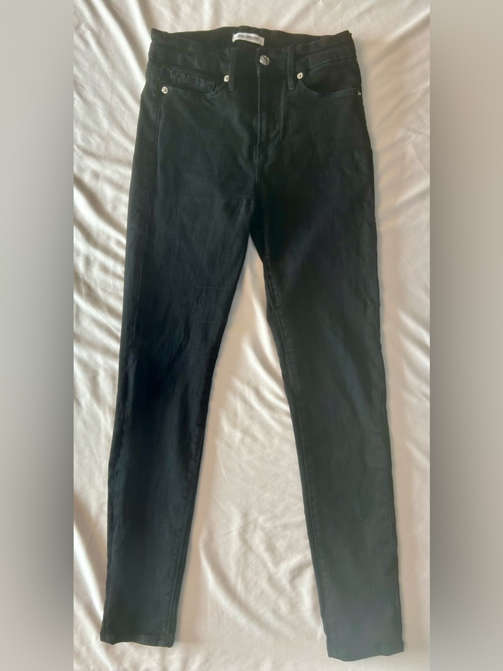 Good American Good Legs Black Coated Skinny Jeans Size 4 27” GAGL403